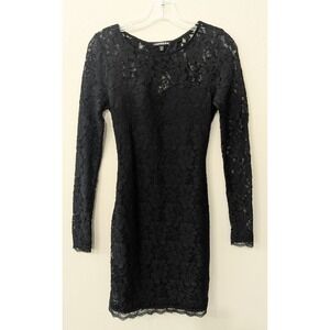 Express Women's Short Lace Dress XS/TP Black Long‎ Sleeve Open Back